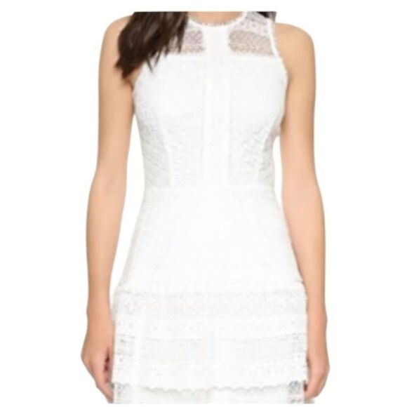 NWOT Parker Nerissa SZ XS Little White Dress Eyelet Lace Drop Waist Tiered Skirt - Picture 4 of 16